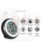 Termometru cu higrometru digital display lcd control touch 9 cm negru